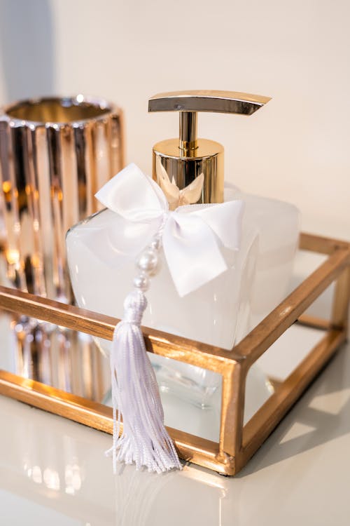 Decorative Soap Dispenser on Bathroom Sink