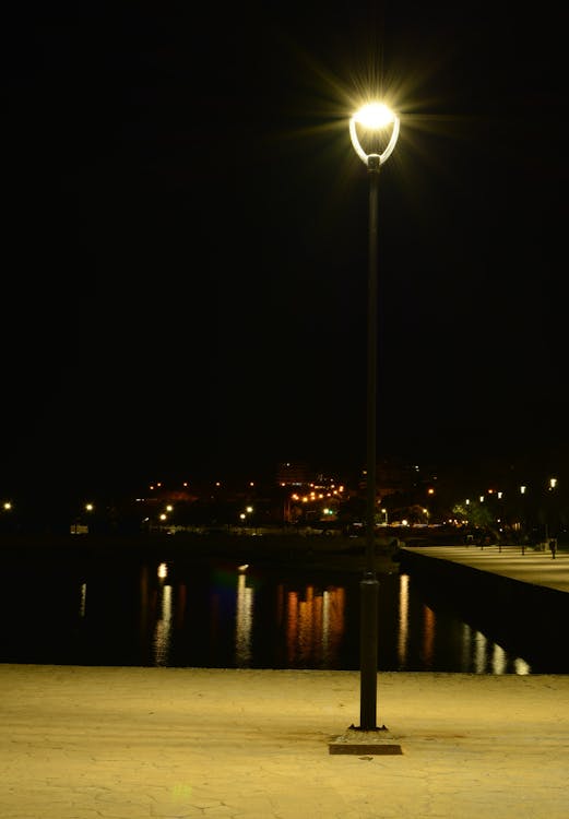 Lantern on Boardwalk at Night