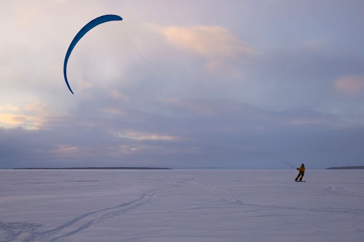 Kite Boarding On Snow