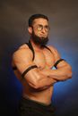 Topless Man Wearing Black Framed Eyeglasses