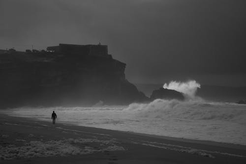 Ingyenes stockfotó fekete-fehér, hullámok, időjárás témában