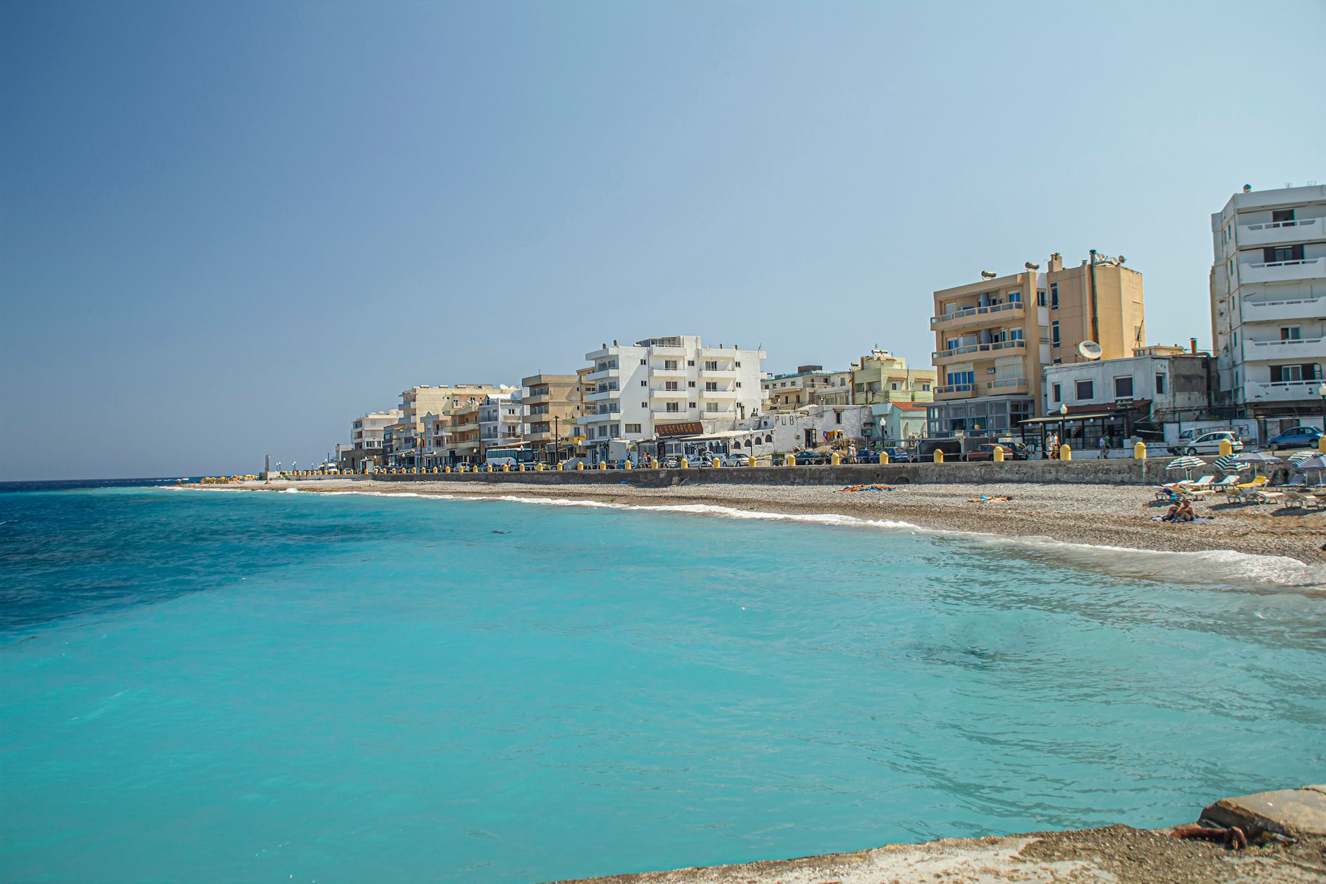rhodes beach clear mediterranean blue water summer