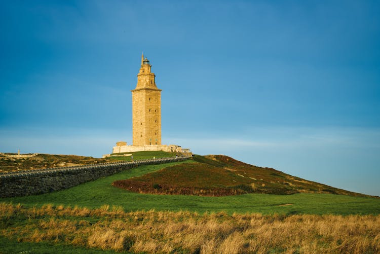 Tower Of Hercules Under The Blue Sky In Spain
