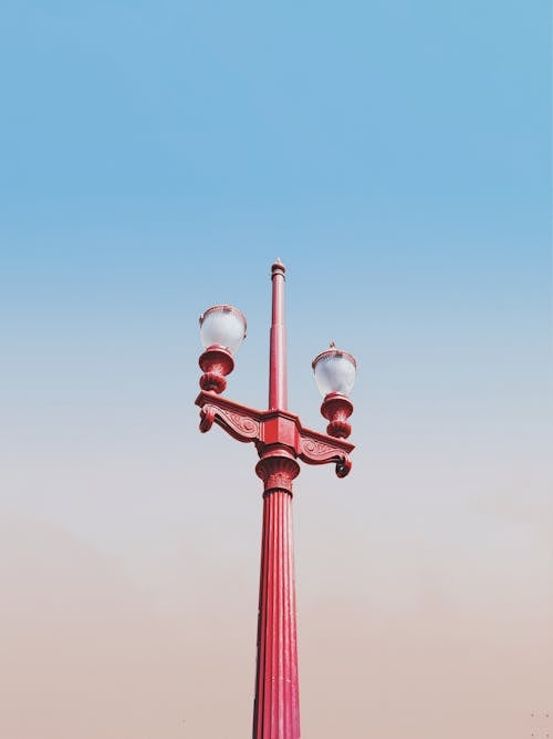 Photo of a Red Lamp Post