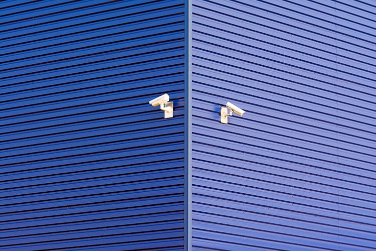 CCTV On Blue Wall