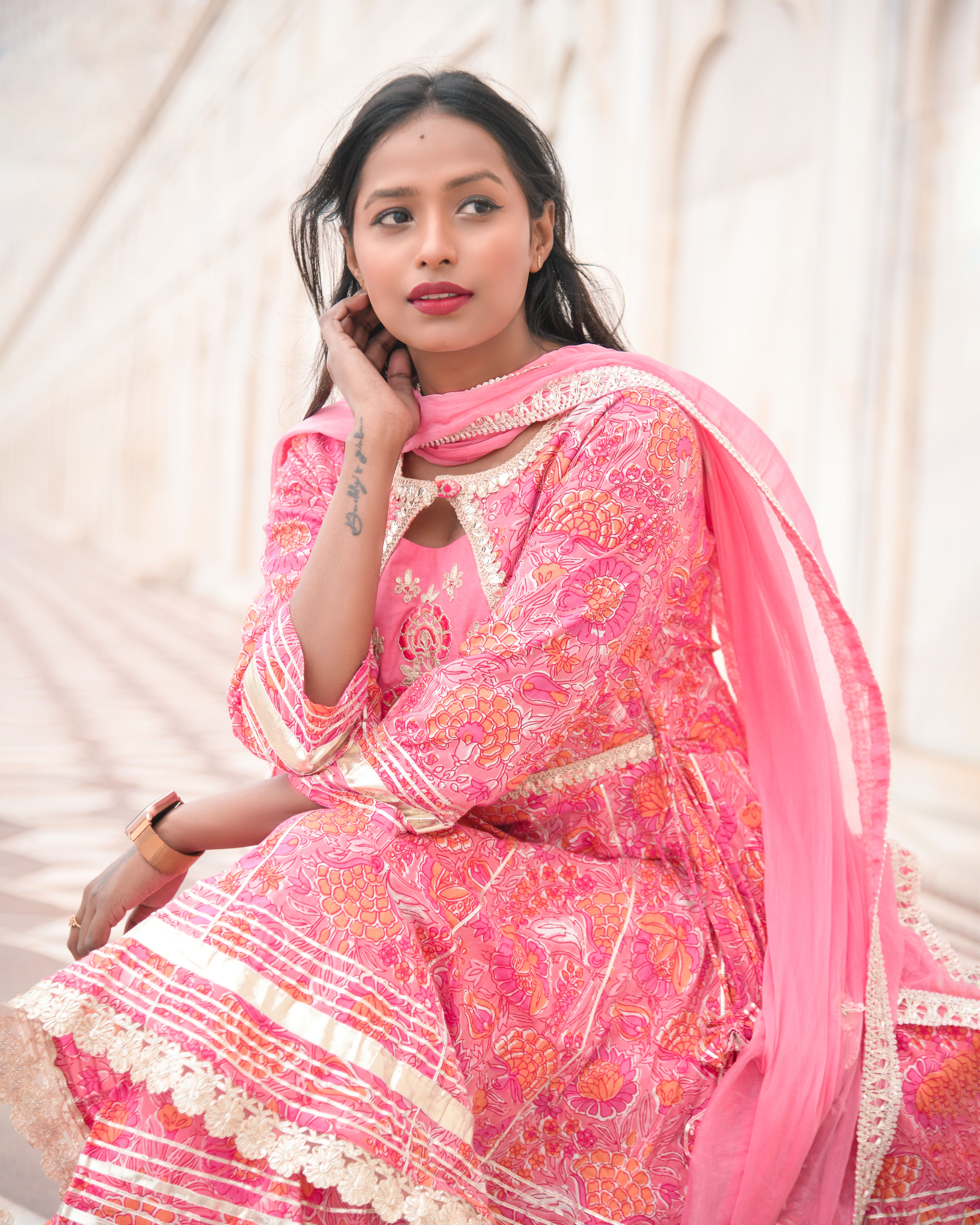 Woman in a Pink Sari · Free Stock Photo