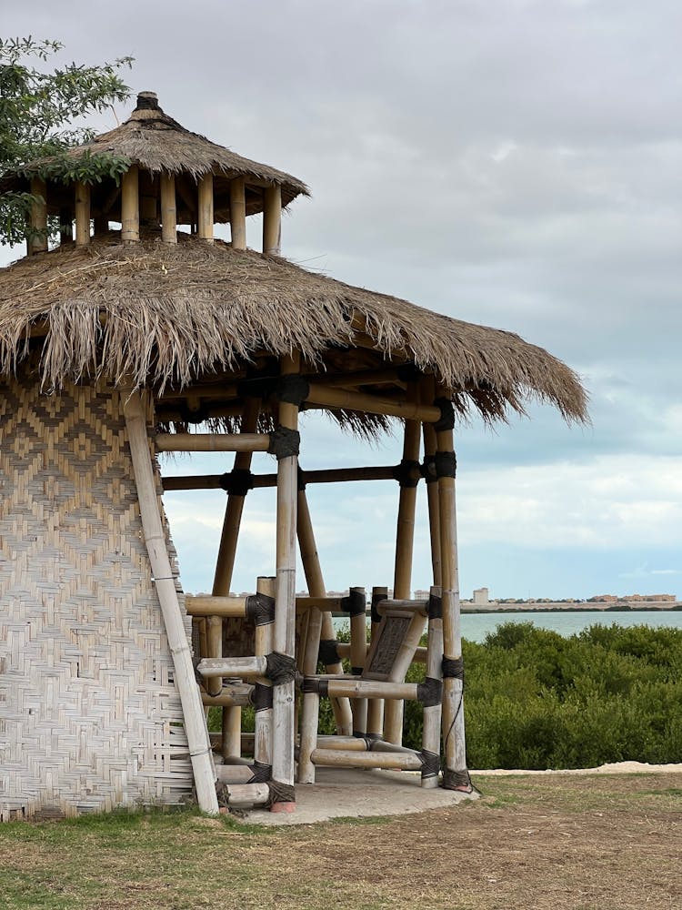 Gazebo With A Thatched Roof 