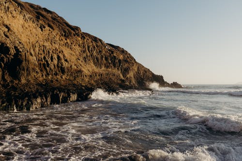 Waves crashing on a Rocky Shore