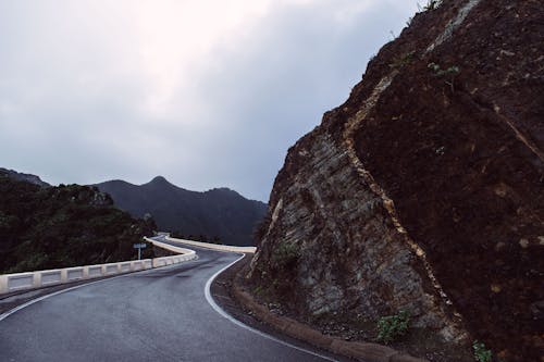 

A Winding Road beside a Mountain