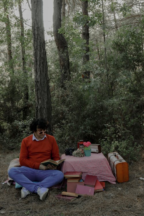 나무, 남자, 독서하는의 무료 스톡 사진