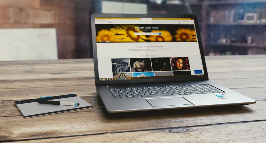 Laptop showing internet website for business email and digital communication