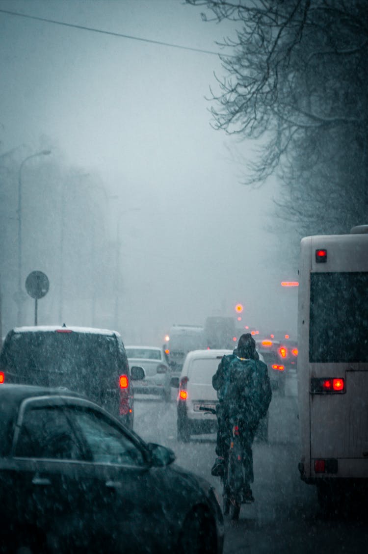 Road Traffic During Snowfall