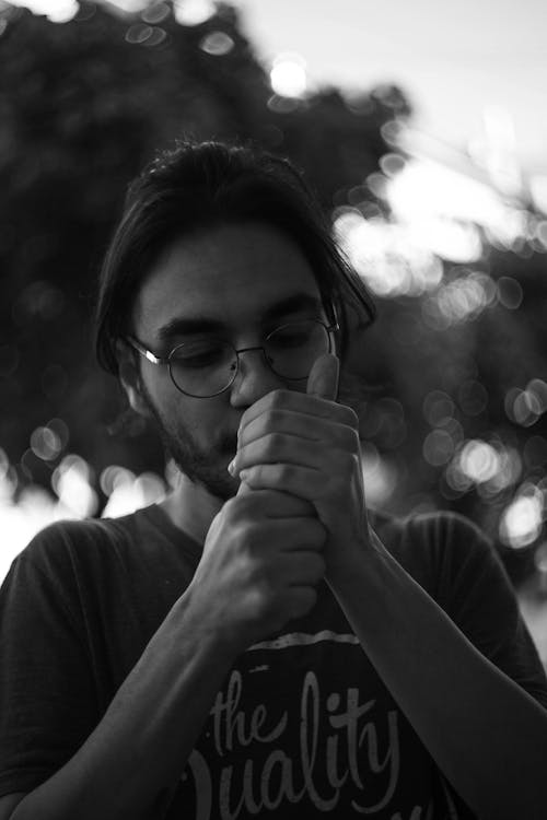 A Man Smoking Cigarette
