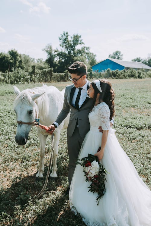 Wedding Couple with Horse