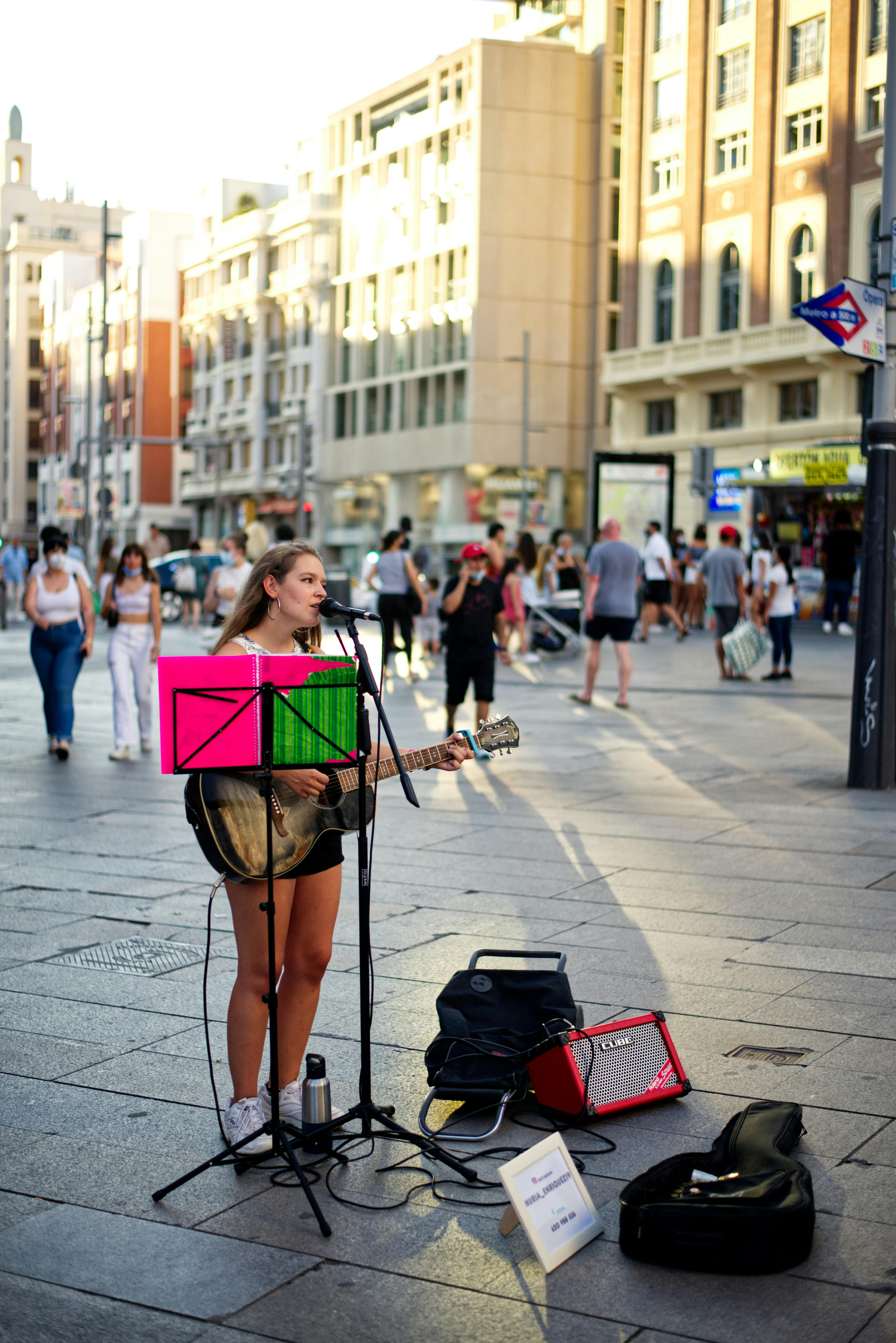 woman performing on the street