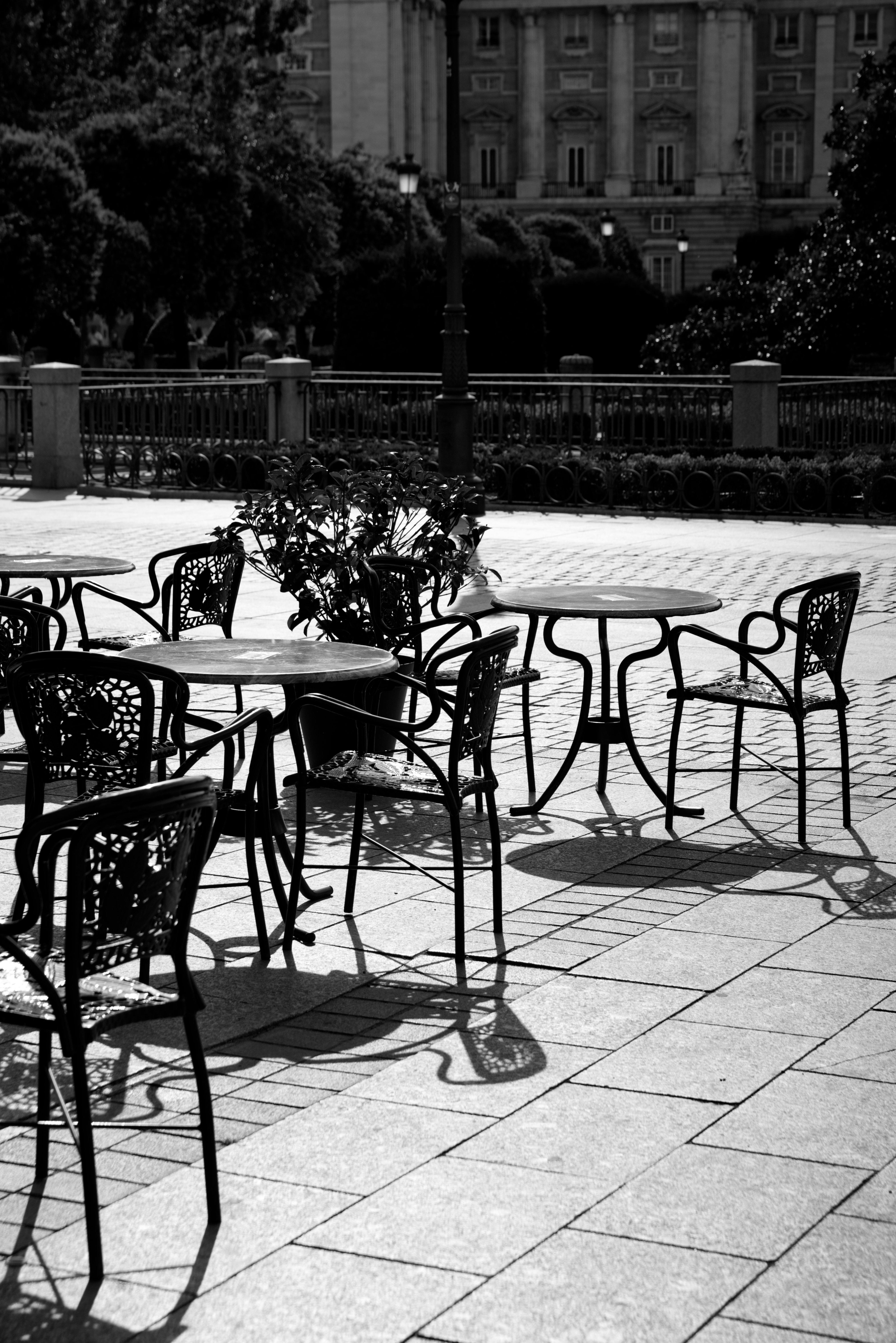 black metal table and chairs