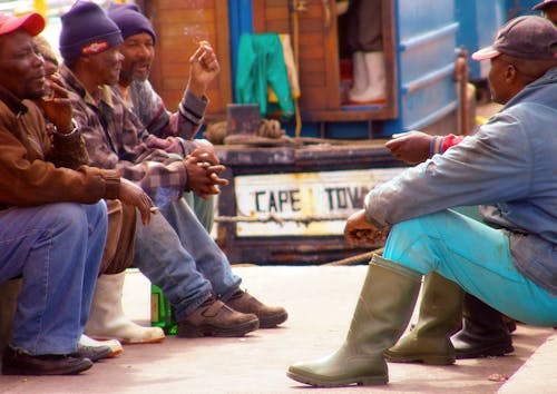 Free stock photo of fishermen, gumboots, meeting