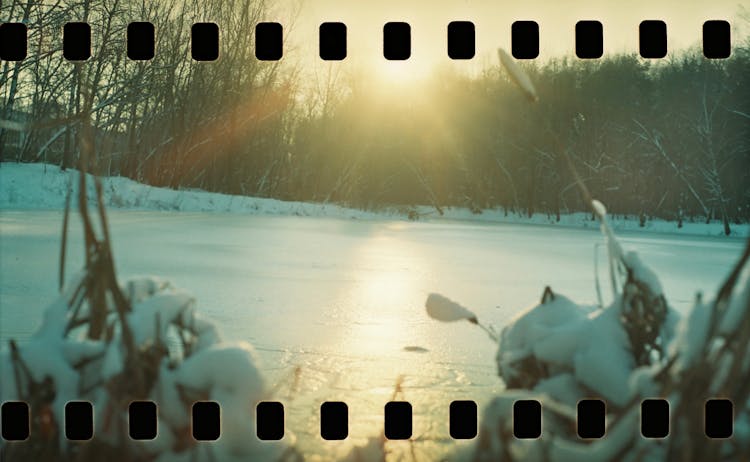 Sun Shining On A Frozen Lake