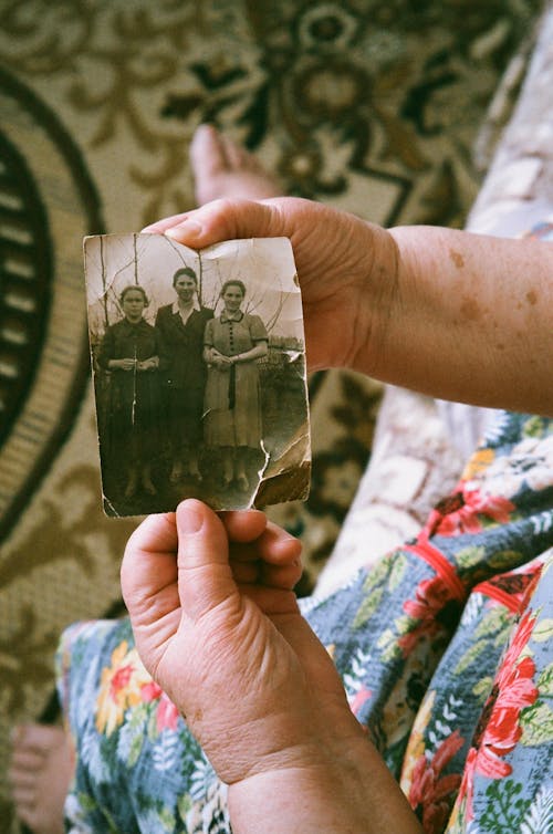 Free Old Photograph in Hands Stock Photo