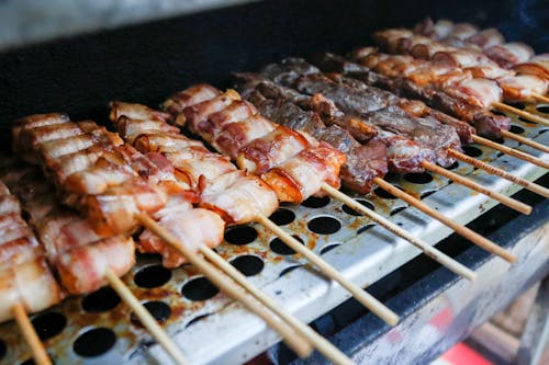 Free Bacon and Chicken Skewers Stock Photo