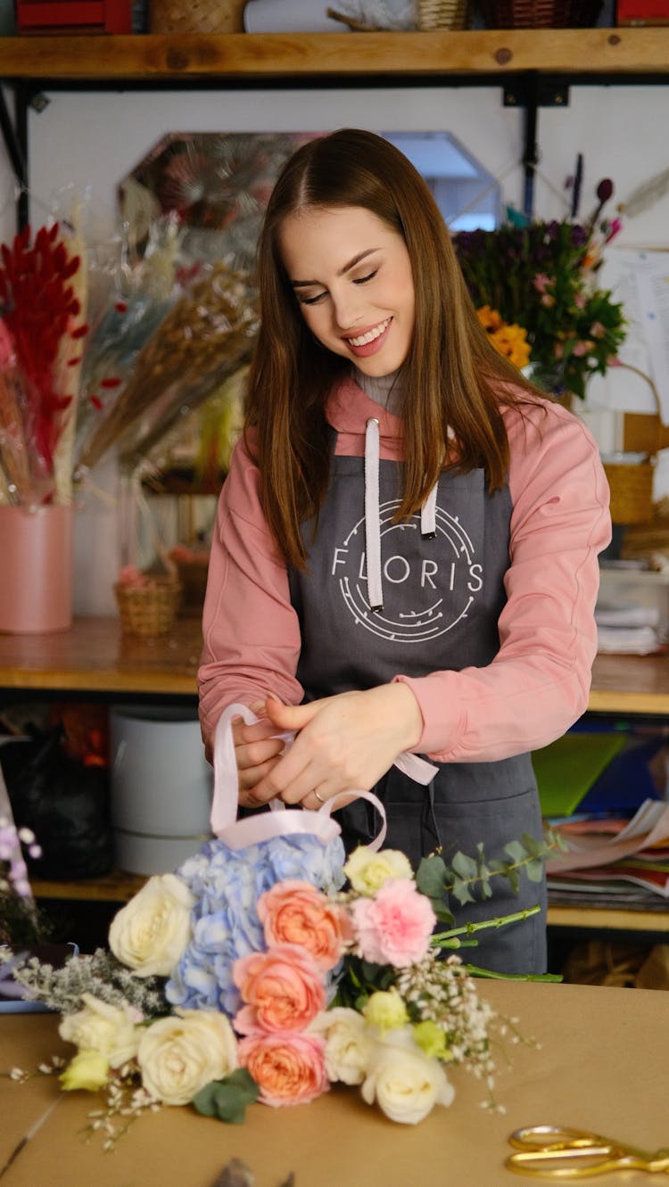 Florist Working On Bouquet