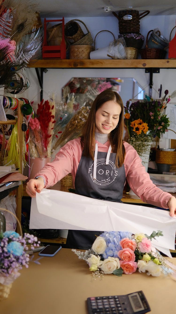 Florist Working On Bouquet