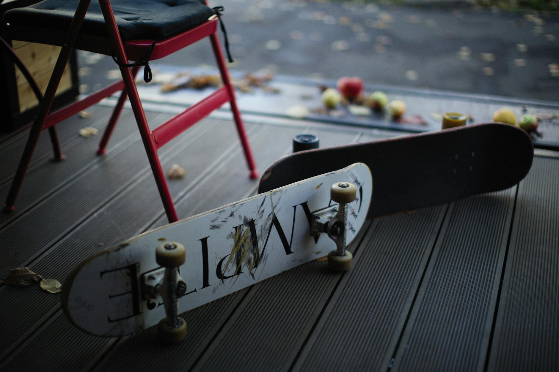 Skateboards on Wooden Floor