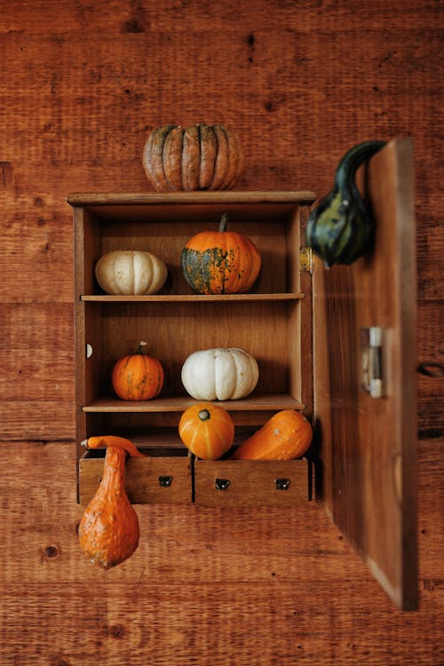 Pumpkins in Cabinet