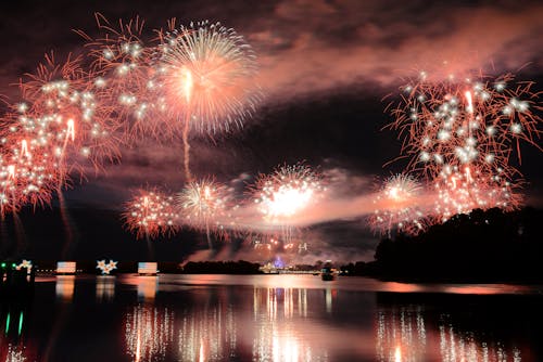 Fireworks Display on Night Sky