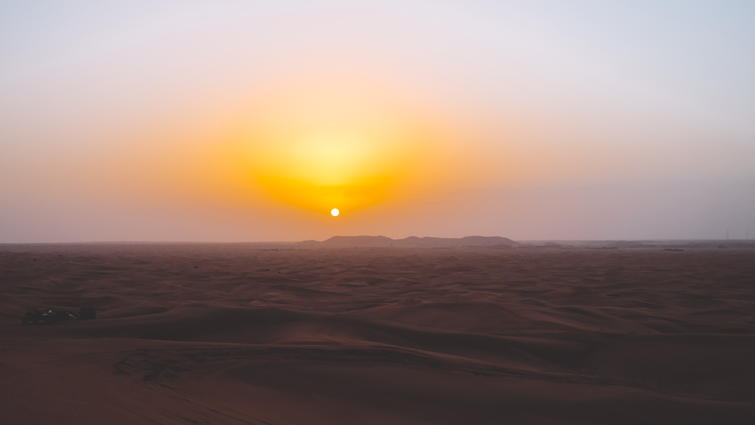 Dubai desert dunes at sunset