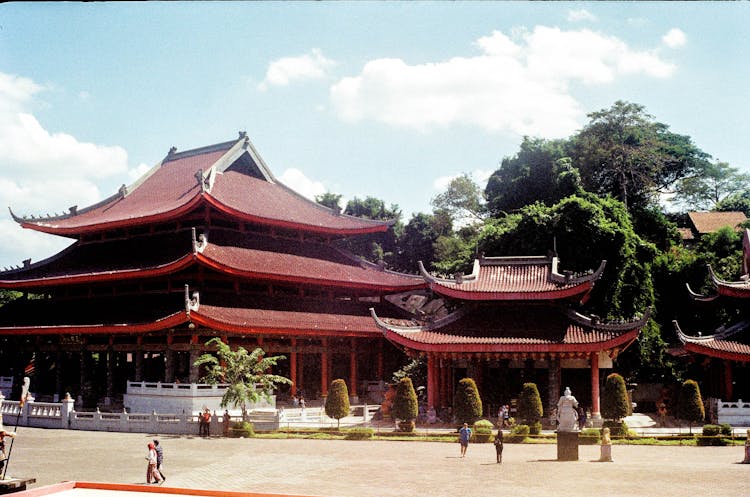 People Walking Outside Sam Poo Kong Temple In Semarang, Indonesia