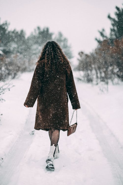 Foto d'estoc gratuïta de abric marró, bonic, caminant