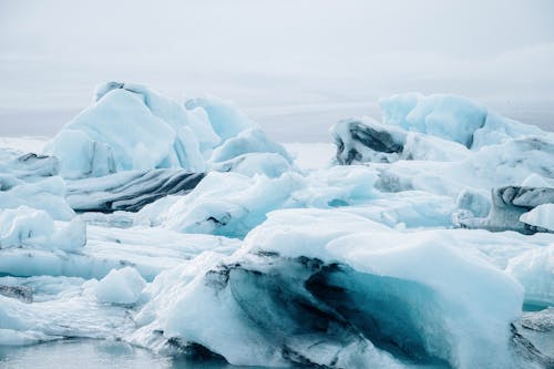 Ice Covered Rocks in Close Up Shot