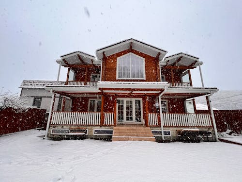 눈, 러시아 집, 목조 주택의 무료 스톡 사진