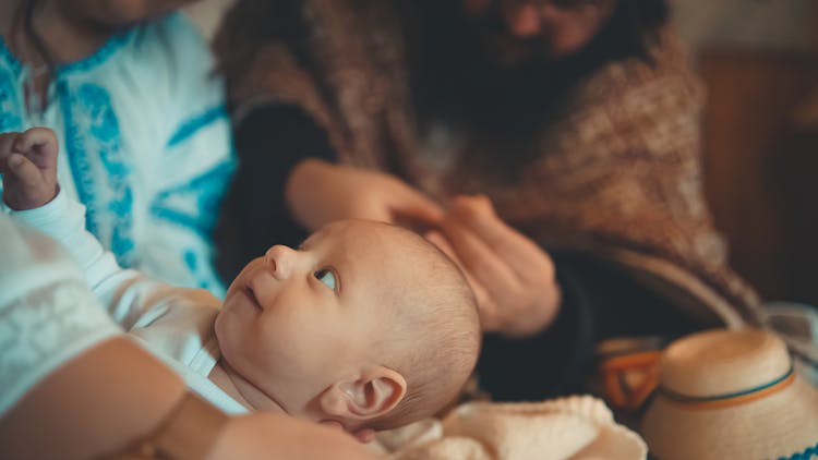 Cute Newborn Baby At Church Christening