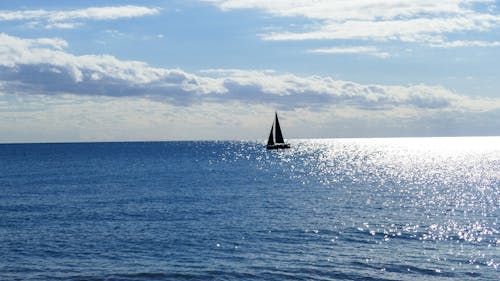 Free A Sailboat in the Sea Stock Photo