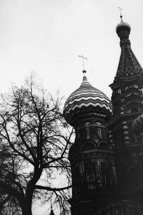 Grayscale Photo of Saint Basil's Cathedral