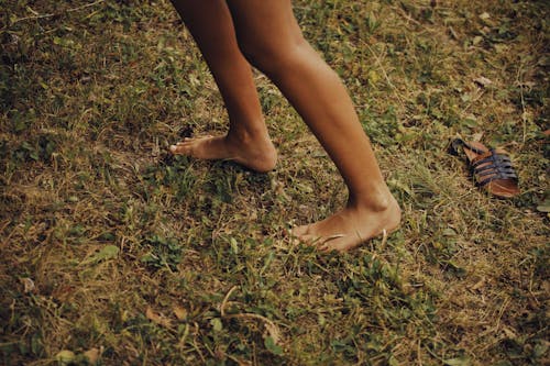 ayaklar, çim, çıplak ayak içeren Ücretsiz stok fotoğraf
