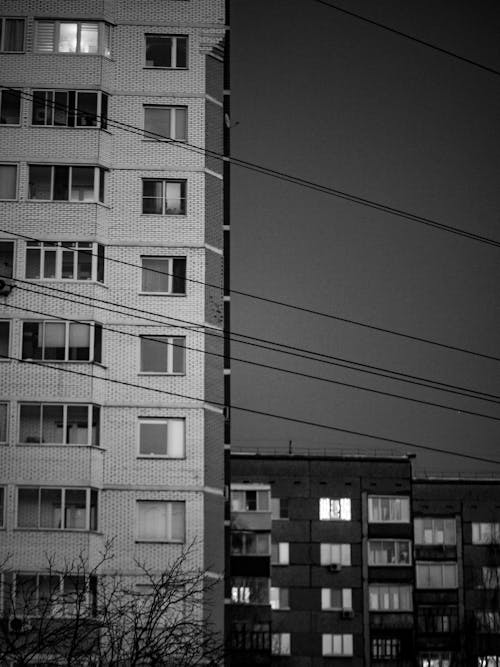 Grayscale Photo of a Concrete Building