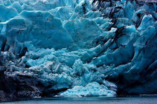 A breathtaking view of a majestic ice formation showcasing winter's beauty.