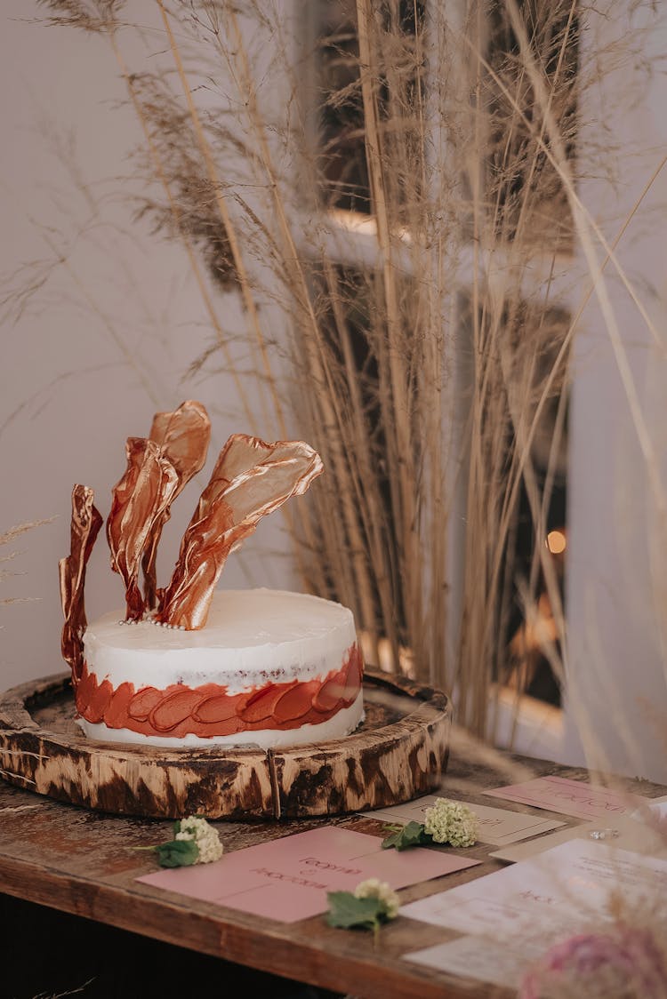 Decorated Cake On Display In Pastry Shop