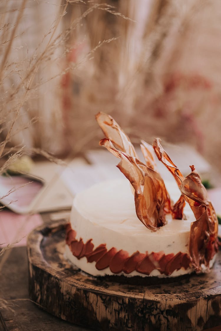 Decorated Cake On Display In Pastry Shop