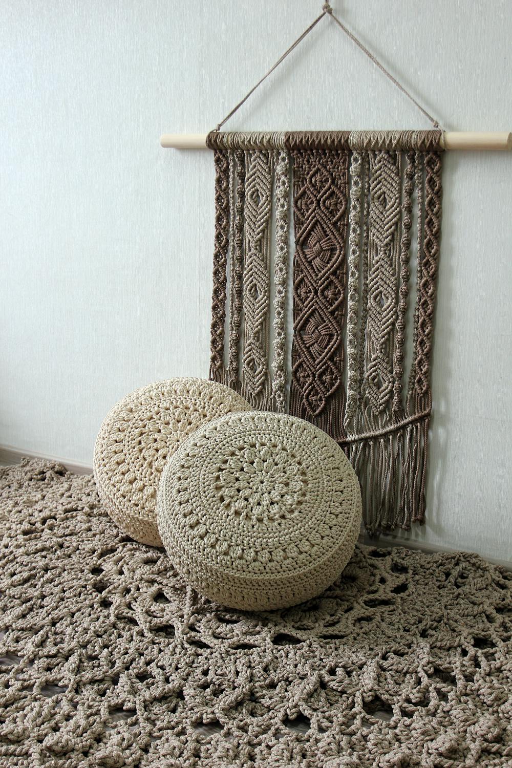 Batik Knitted Poufs