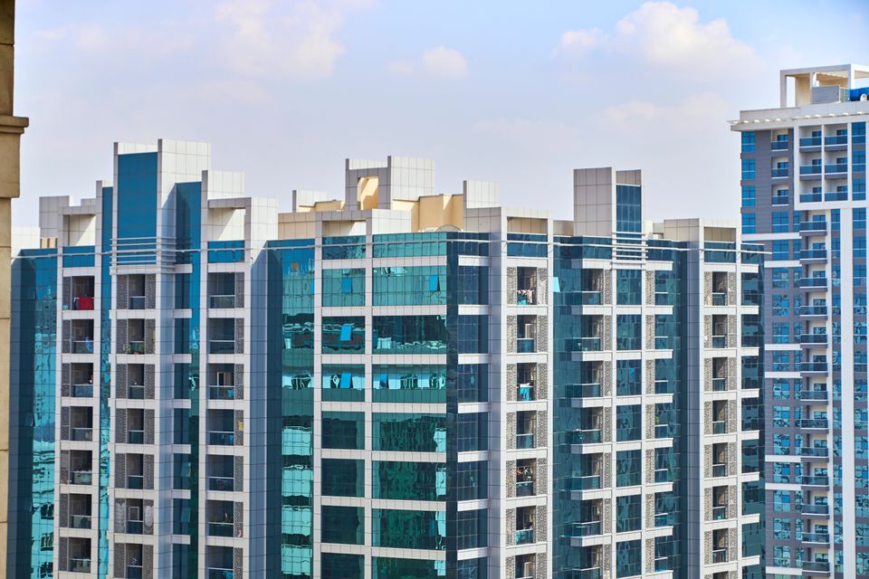 Modern residential towers with glass facades