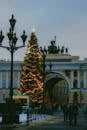 A Christmas Tree Illuminated Outside the General Staff Building in St. Petersburg, Russia