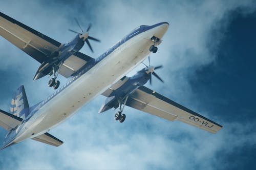 Airplane Flying on the Blue Sky 