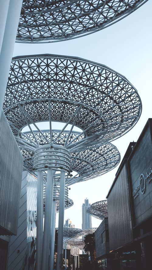 Free Stunning view of modern architectural structures in Dubai, showcasing the city's futuristic skyline. Stock Photo