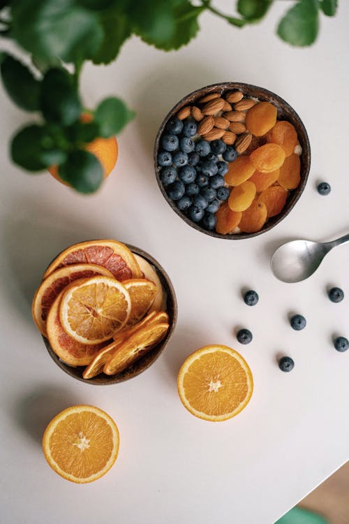 Kostnadsfri bild av apelsin, äta nyttigt, blåbär