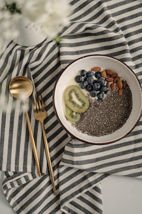 Free Bowl with Poppy Seeds and Fruit  Stock Photo