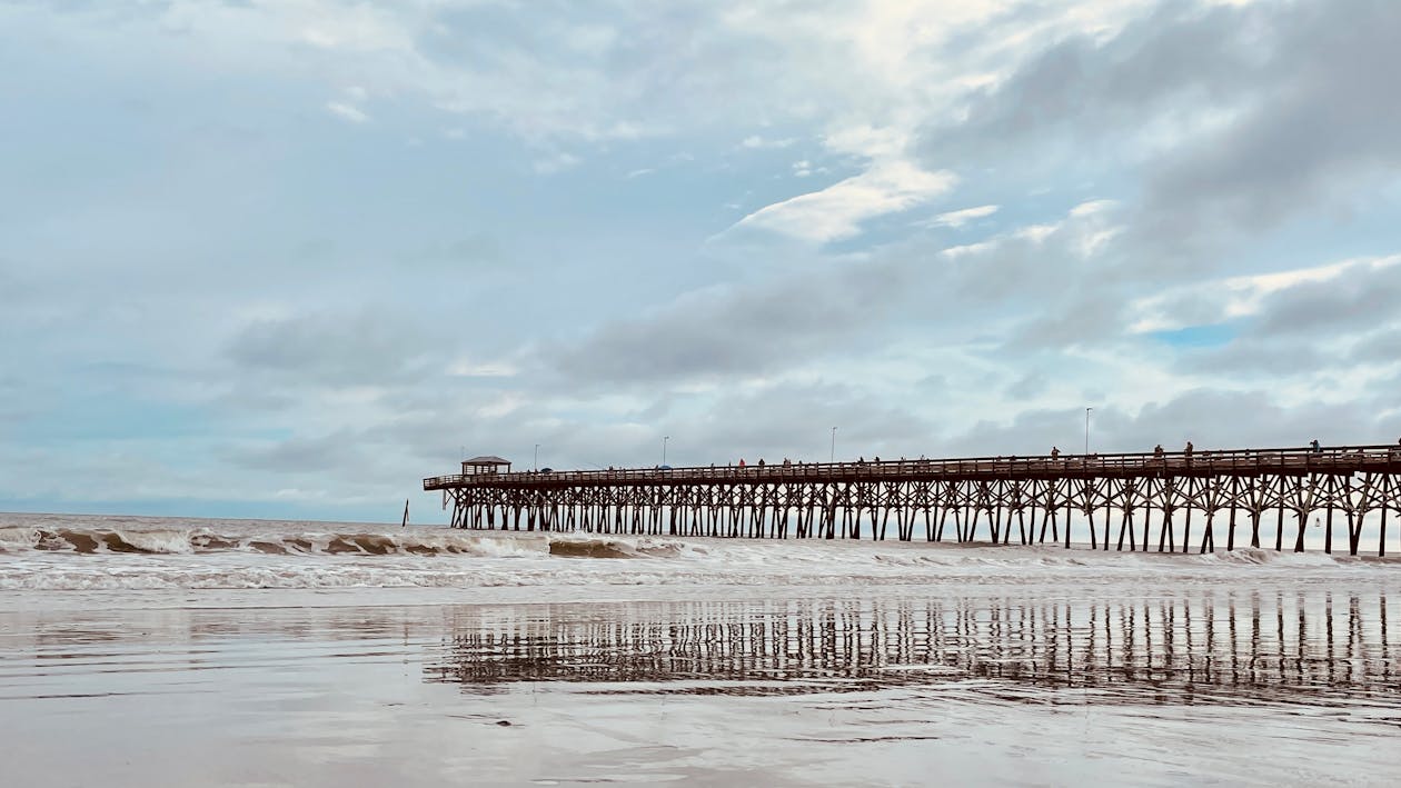 Free A Wooden Pier on the Beach Stock Photo